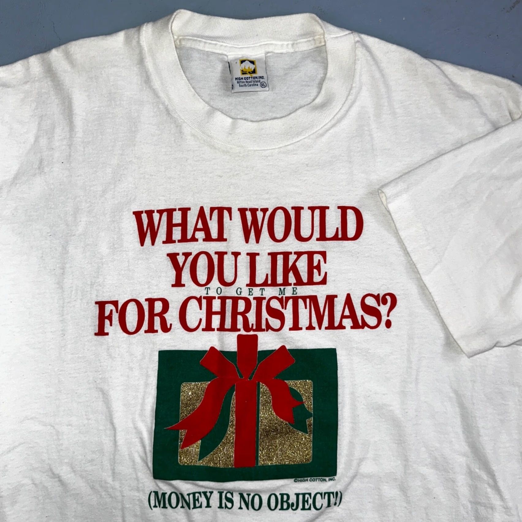 Vintage VINTAGE Christmas T Shirt 90s White XL Short Sleeve Crew Neck Men High Cotton Funny Quote Text Holiday Gift Present Size US XL / EU 56 / 4 - 2 Thumbnail