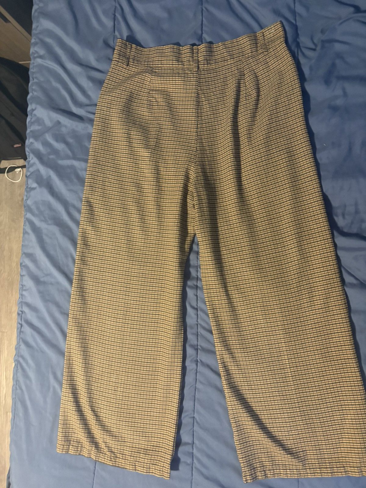Other Women's Beige Check Pleated Wide-Leg Dress Plaid Accent XL Size 40" / US 18 - 8 Thumbnail