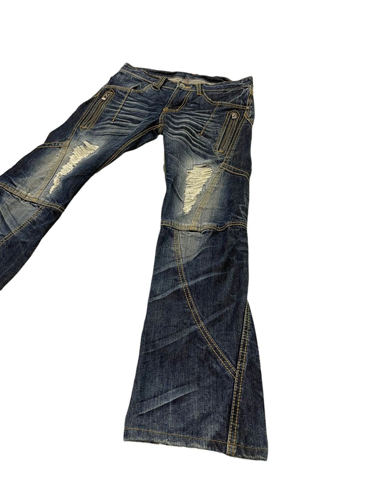 Japanese Brand Slim Jeans Hagi Denim Hideaways Faded Distress Low Rise 6🟦4 Size US 31 - 3 Thumbnail