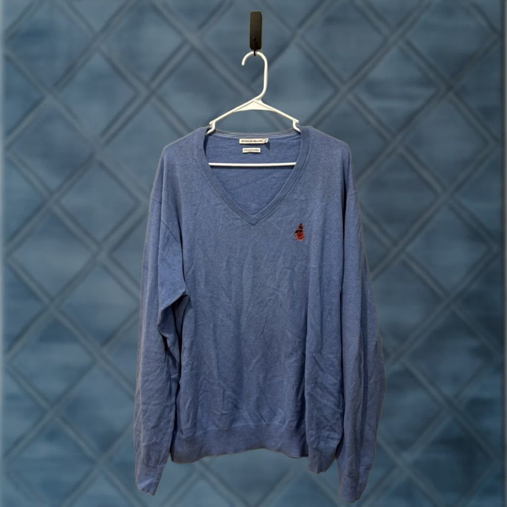 Peter Millar Peter Millar Sweater Mens XL Blue Cashmere Cotton V Neck Pullover Golf Adult NK Size US XL / EU 56 / 4 - 1 Thumbnail