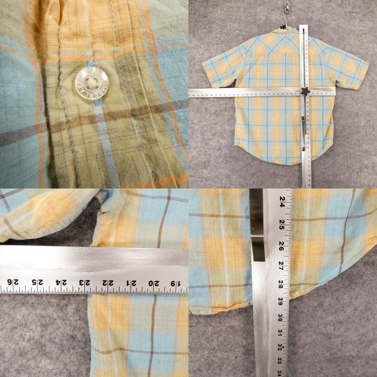 Vintage Bob Timberlake Shirt Mens Medium Short Sleeve Button Up Yellow Plaid Pattern Classic Cotton Blend Size US M / EU 48-50 / 2 - 8 Thumbnail