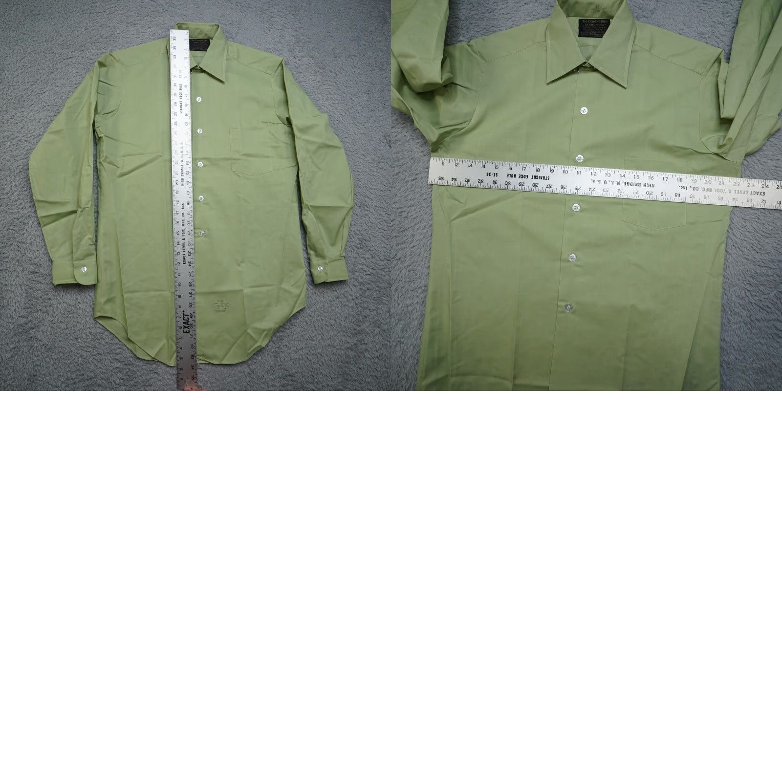 VINTAGE Sears Shirt 15 34 Green 70s Men's Button-Front Cotton Blend NWT  Vintage Sears Men's