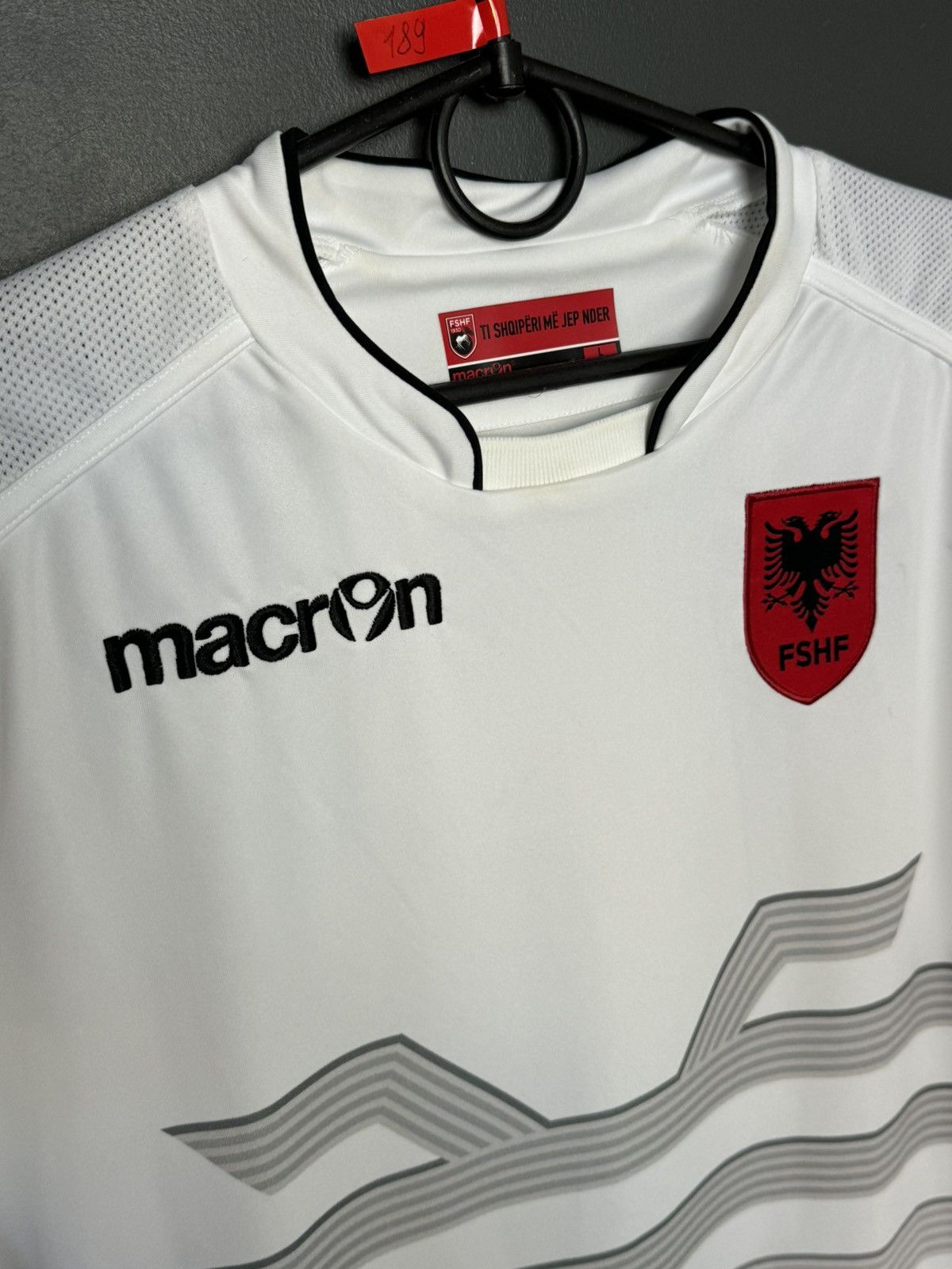 Macron Albania National Team 16/17 Away Krasniqi Football Jersey Size US L / EU 52-54 / 3 - 4 Thumbnail