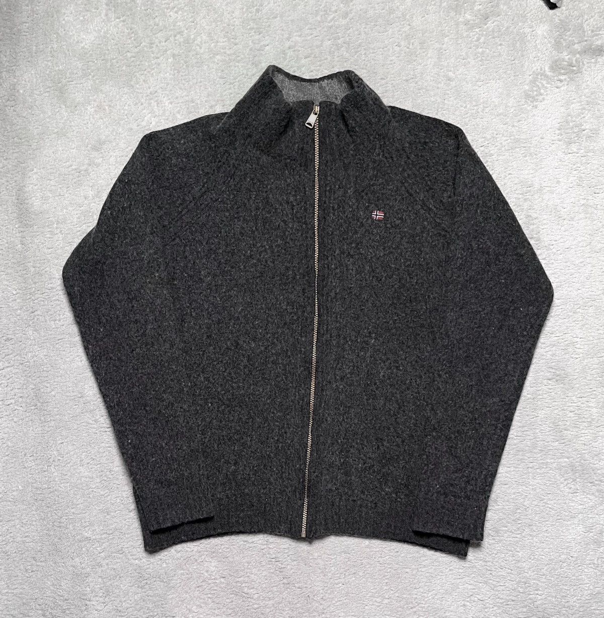 Napapijri Vintage Grey Basic Knit Sweater Zip Napapijri Outdoor Size US M / EU 48-50 / 2 - 1 Thumbnail