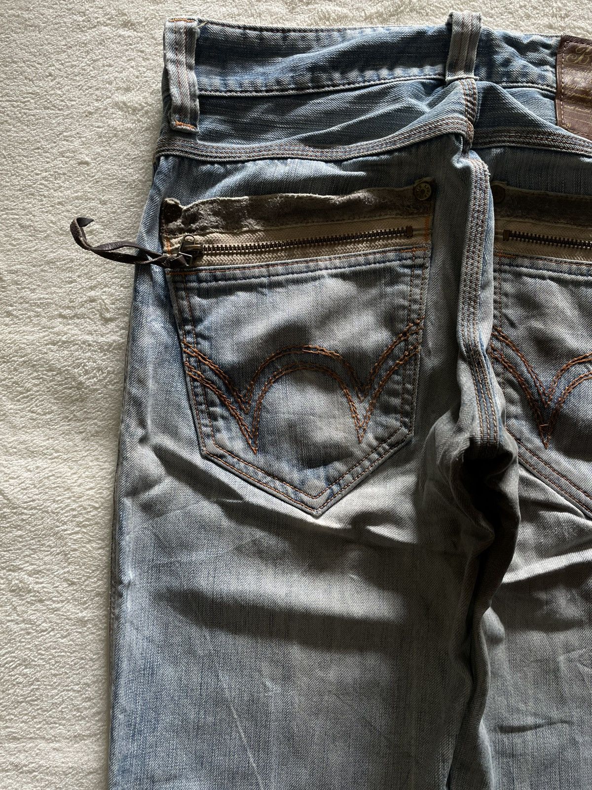 Edwin Vintage Edwin Boot Cut Mudwash Faded Distress Denim Jeans Size US 32 / EU 48 - 14 Thumbnail