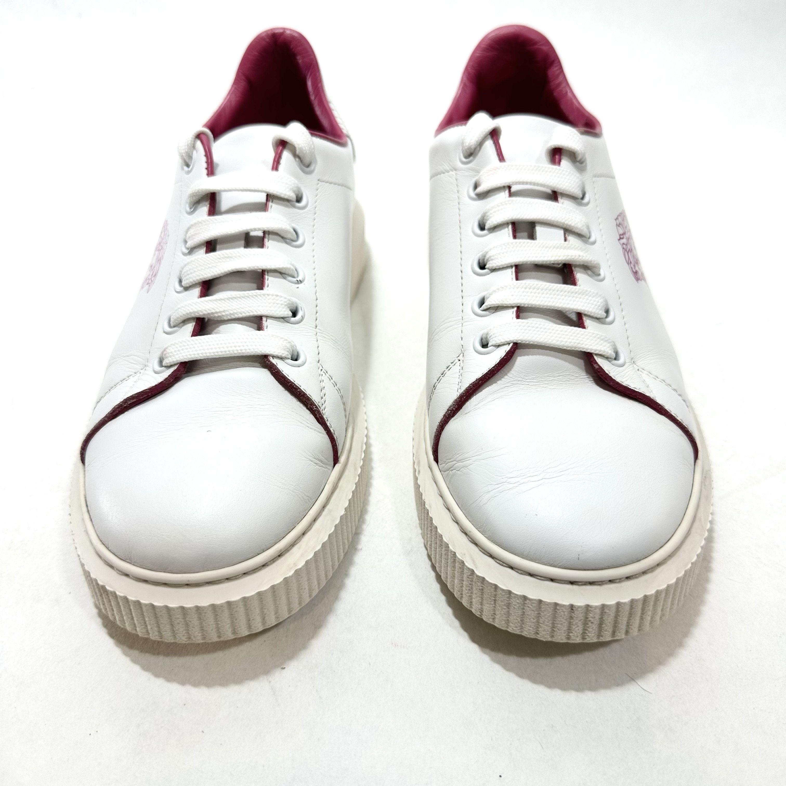 Versace Medusa head logo sneakers in white with pink trim Size US 7 / IT 37 - 7 Thumbnail