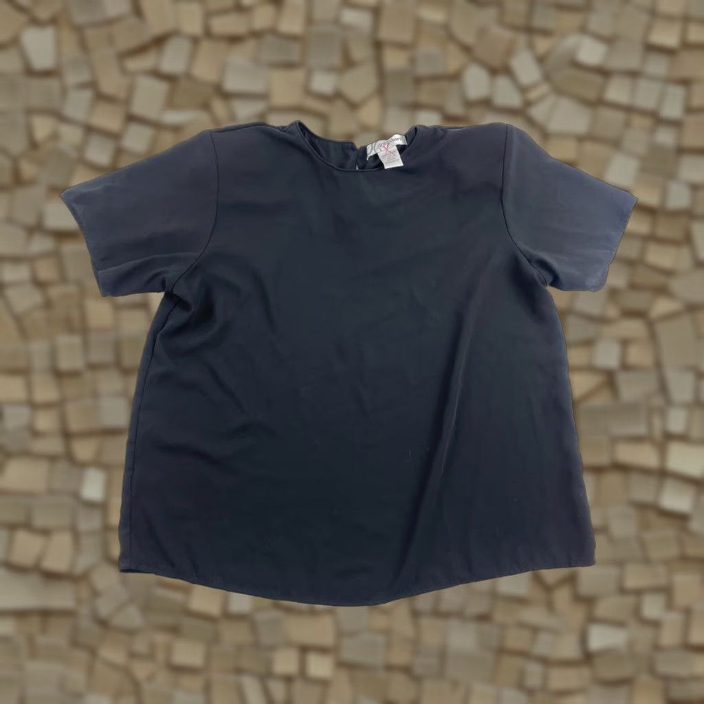 Vintage Dressbarn Shirt Women M Solid Black Shoulder Pads Short Sleeve Tee Size M / US 6-8 / IT 42-44 - 1 Thumbnail