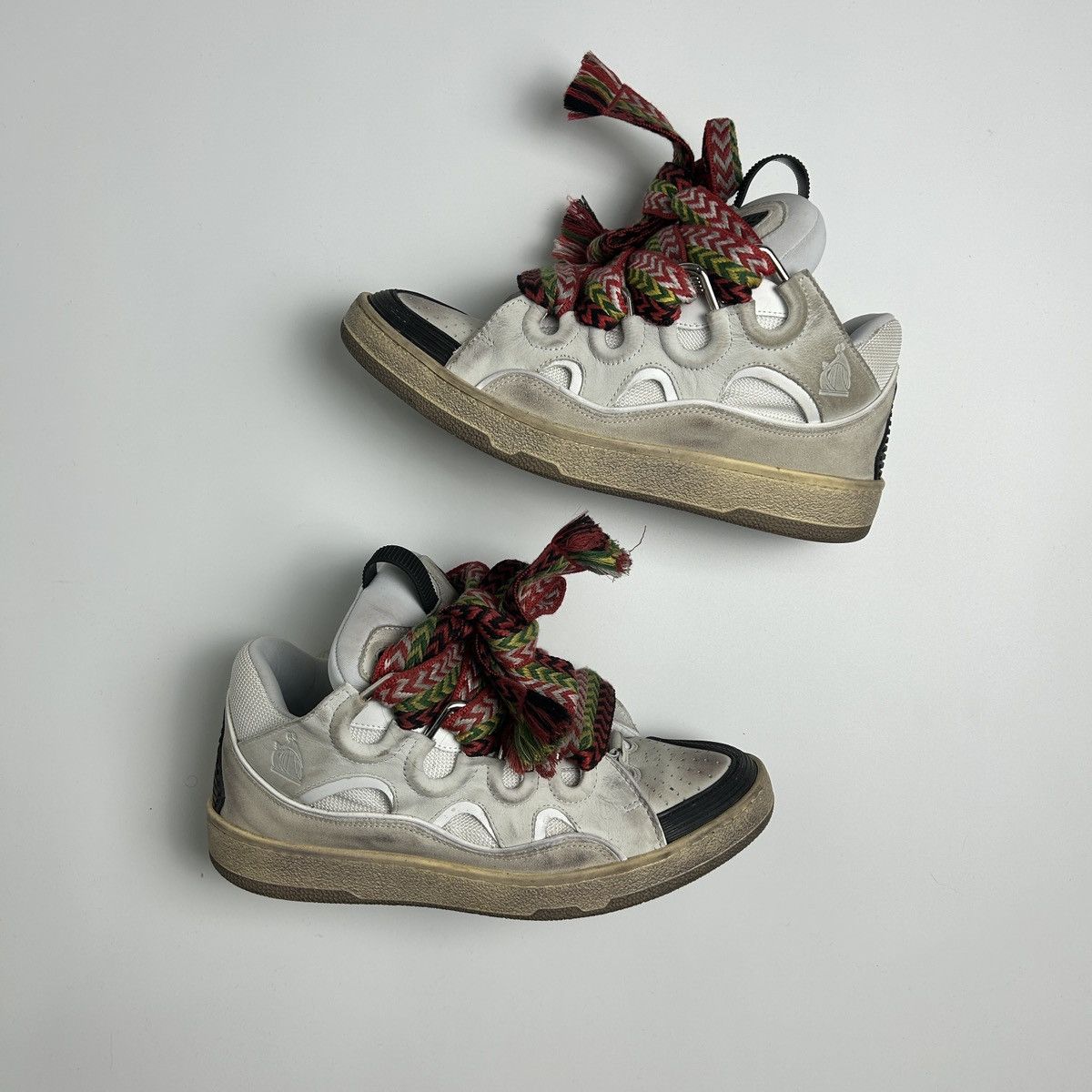image of Lanvin Curb Distressed White Ivory 42 Shoes, Men's (Size 9)