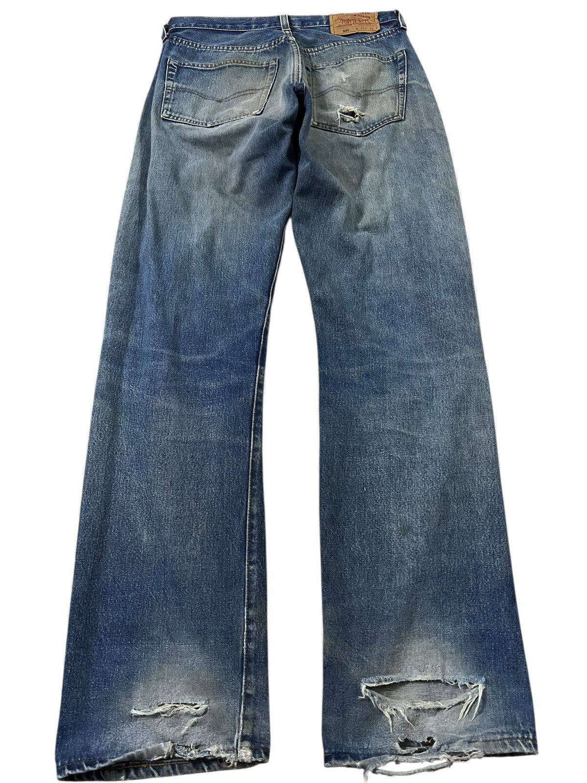 Levi's Vintage 1993 Levis 501 E Selvedge Distressed Ripped Jean Size US 29 - 2 Thumbnail