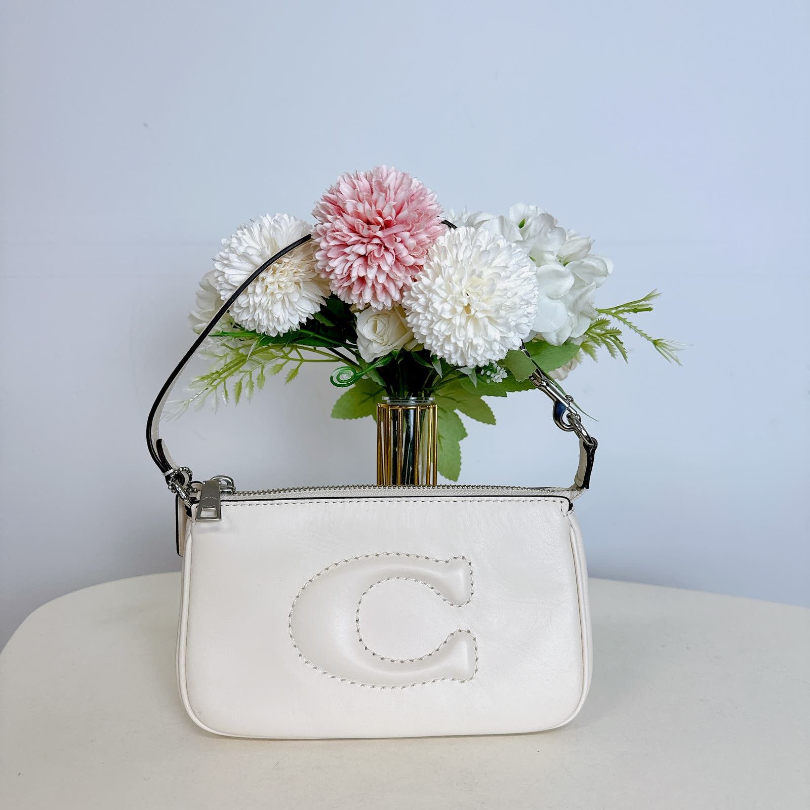 image of Coach Nolita 19 Cr364-Chalk/silver Convertible Shoulder Bag in White, Women's