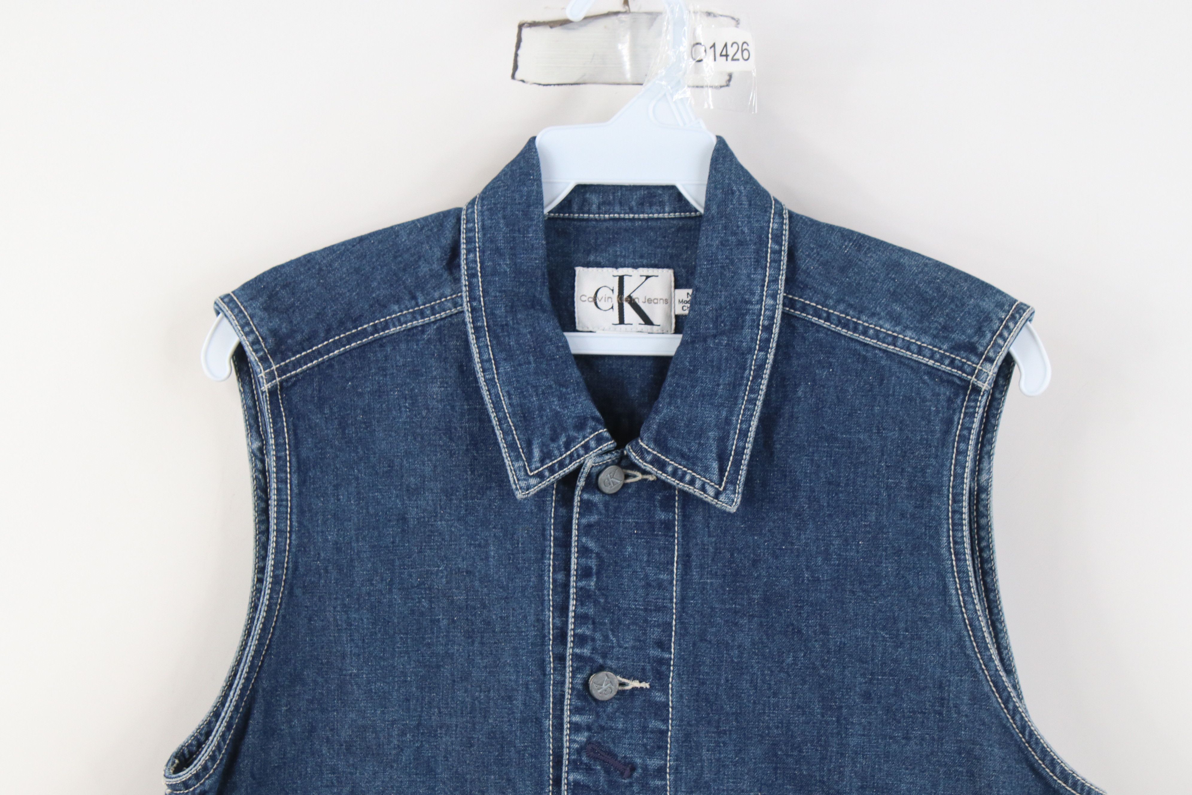 Calvin Klein Vintage 90s Calvin Klein Cropped Denim Trucker Vest Jacket Size M / US 6-8 / IT 42-44 - 2 Thumbnail