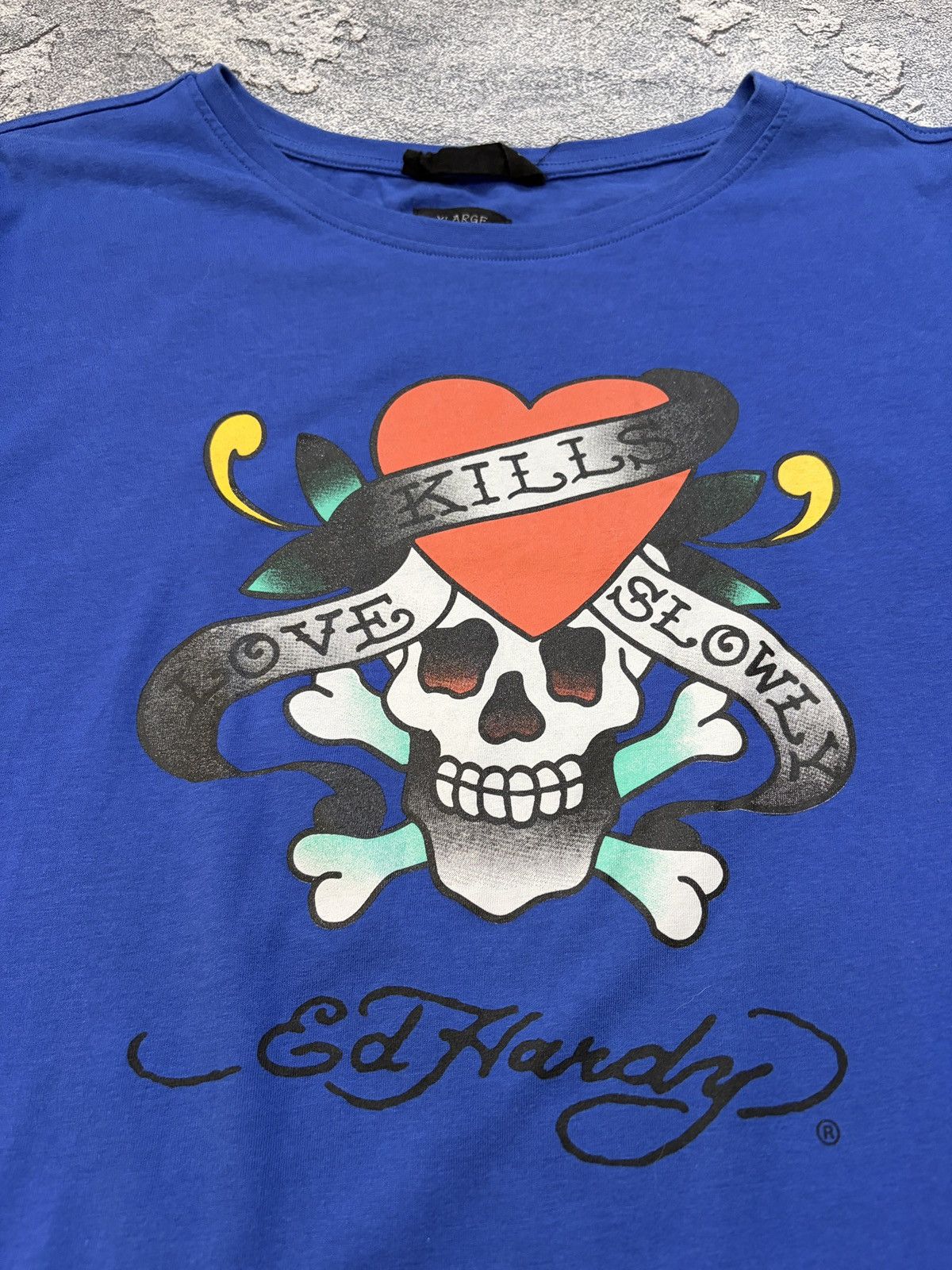 Ed Hardy Ed Hardy Love Kills Slowly Skull T-Shirt Blue XL Y2K Size US XL / EU 56 / 4 - 7 Thumbnail