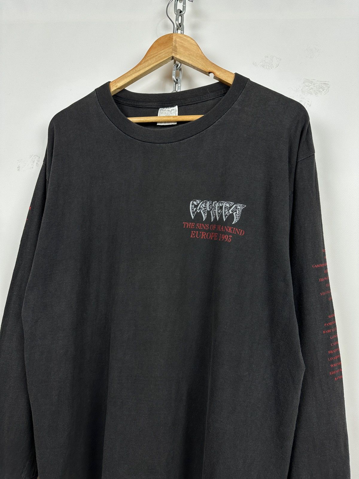 Band Tees 1993 Vintage Cancer Sins Of Mankind Long Sleeve T-Shirt Size US XL / EU 56 / 4 - 14 Thumbnail