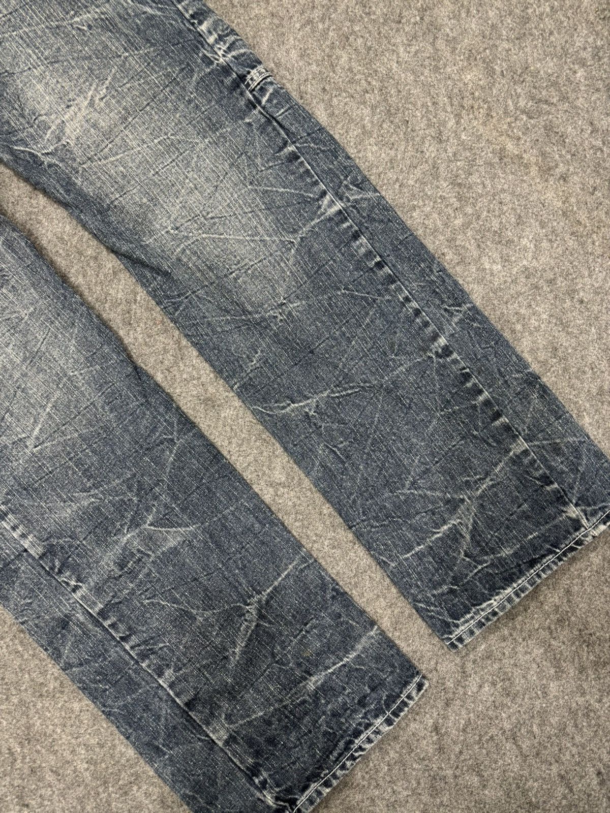 Japanese Brand 💥Double Waist💥Dominate Zipper Twisted Fades Denim F649 Size US 33 - 10 Thumbnail