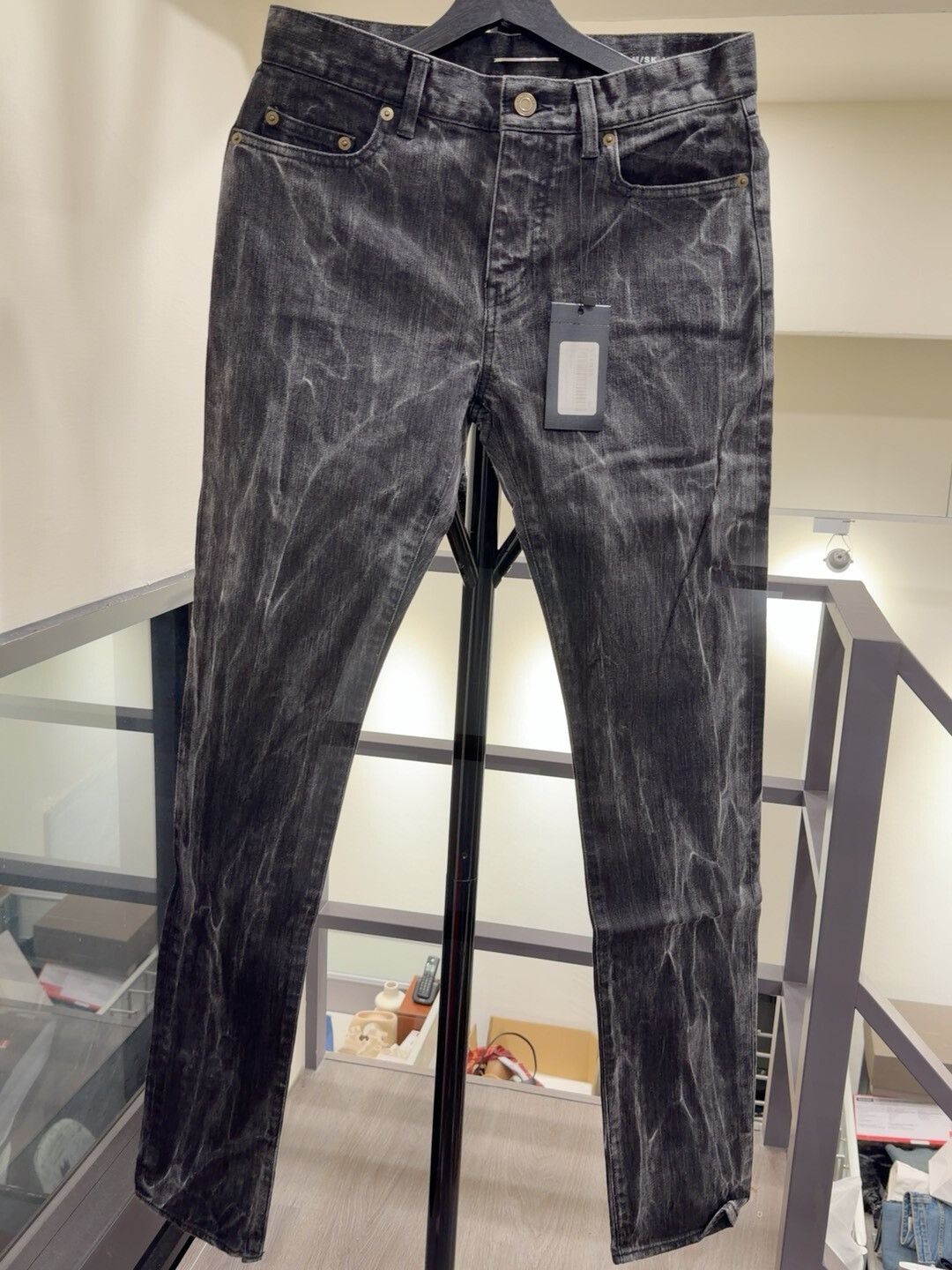 Saint Laurent Paris Saint Laurent Black Wave Denim Pants Size US 29 - 1 Thumbnail