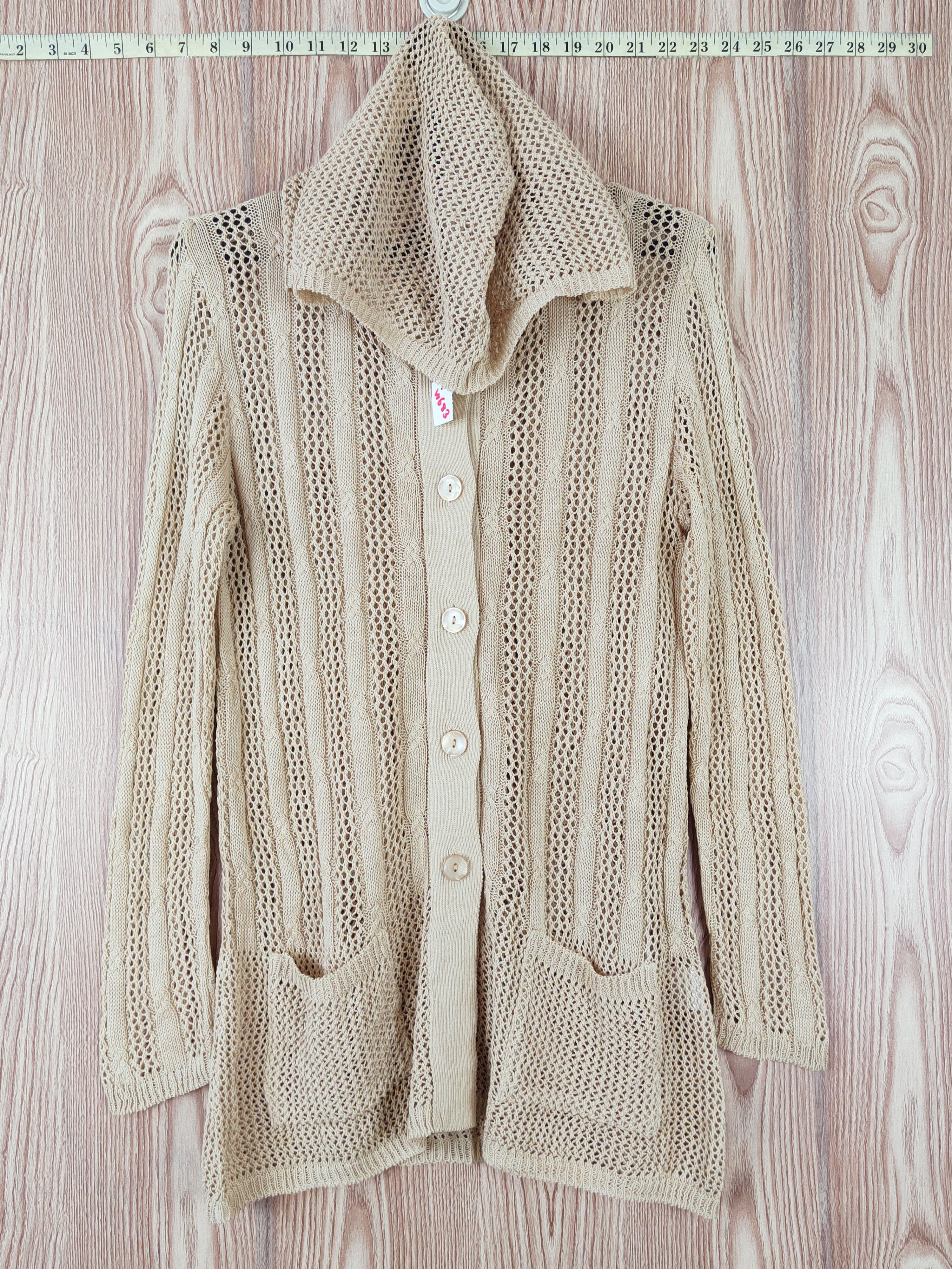 Aran Isles Knitwear Cosmo Polaris Crochet Meshnet Hoodie Knitwear Cardigan #W683 Size M / US 6-8 / IT 42-44 - 1 Thumbnail
