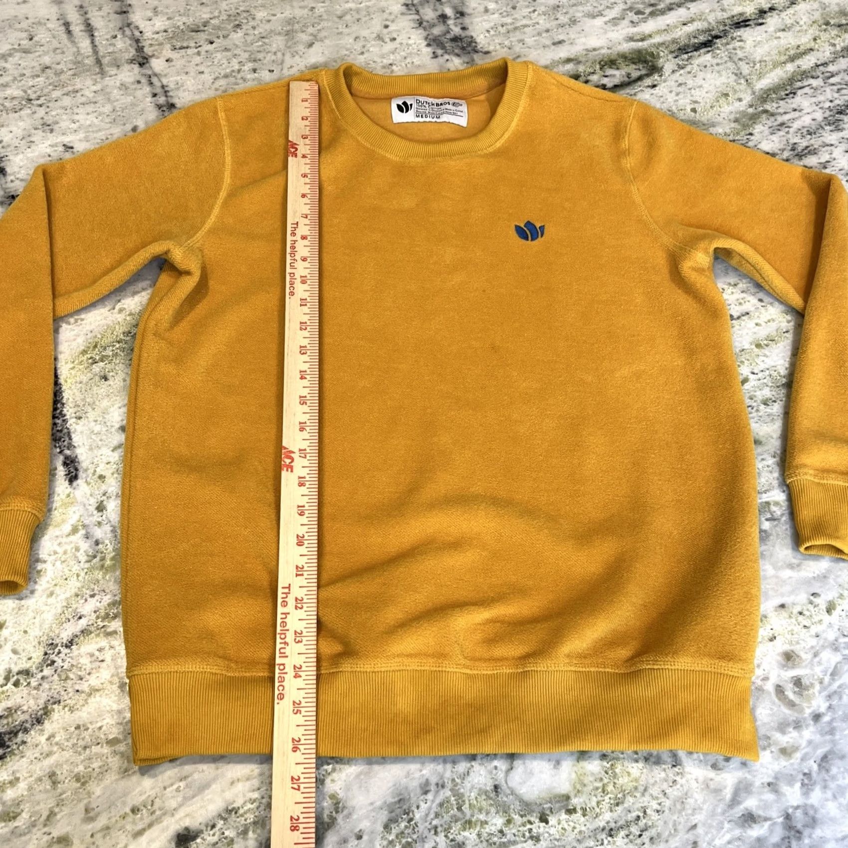Vintage Dutch Bros Coffee Sweatshirt Men M Mustard Yellow Long Sleeve Crew Neck Logo Embroidered Pullover Coffee Size US M / EU 48-50 / 2 - 5 Thumbnail