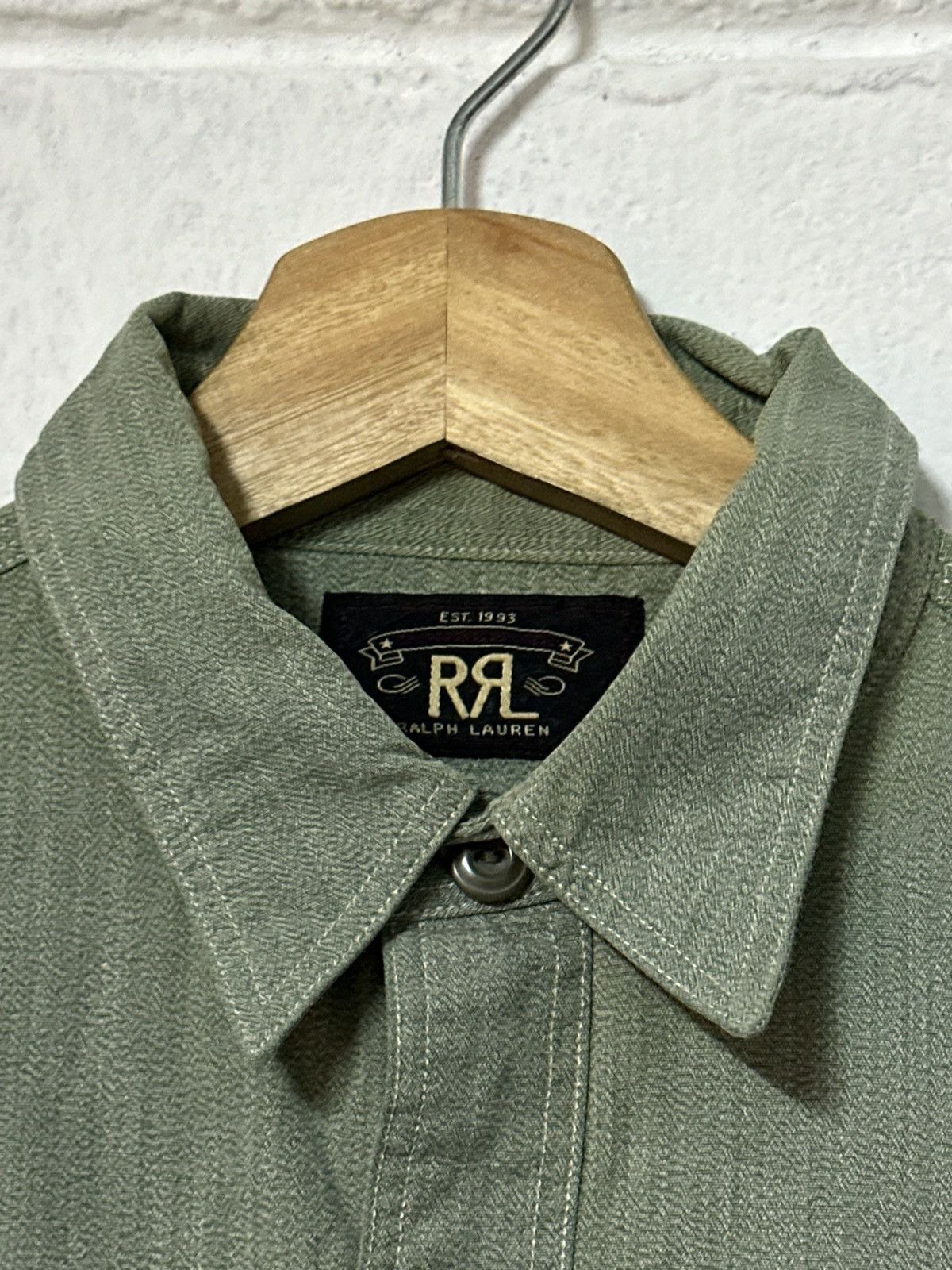 Polo Ralph Lauren RRL Curtis Japanese Herringbone Military Twill Button Shirt Size US M / EU 48-50 / 2 - 16 Thumbnail