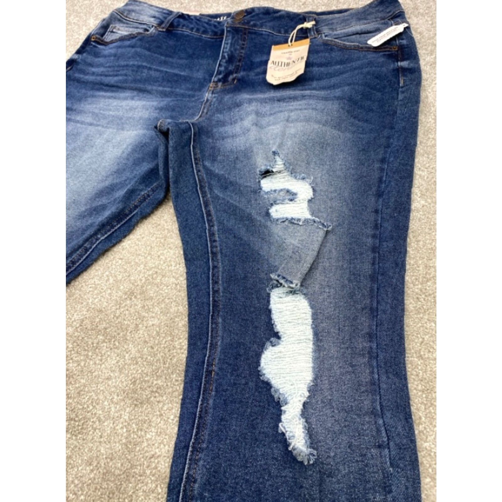 Vintage NWT Vanilla Star Jeans Women's Size 20 Blue Denim Stretch Skinny Distressed NEW Size 42" / US 20 - 3 Thumbnail