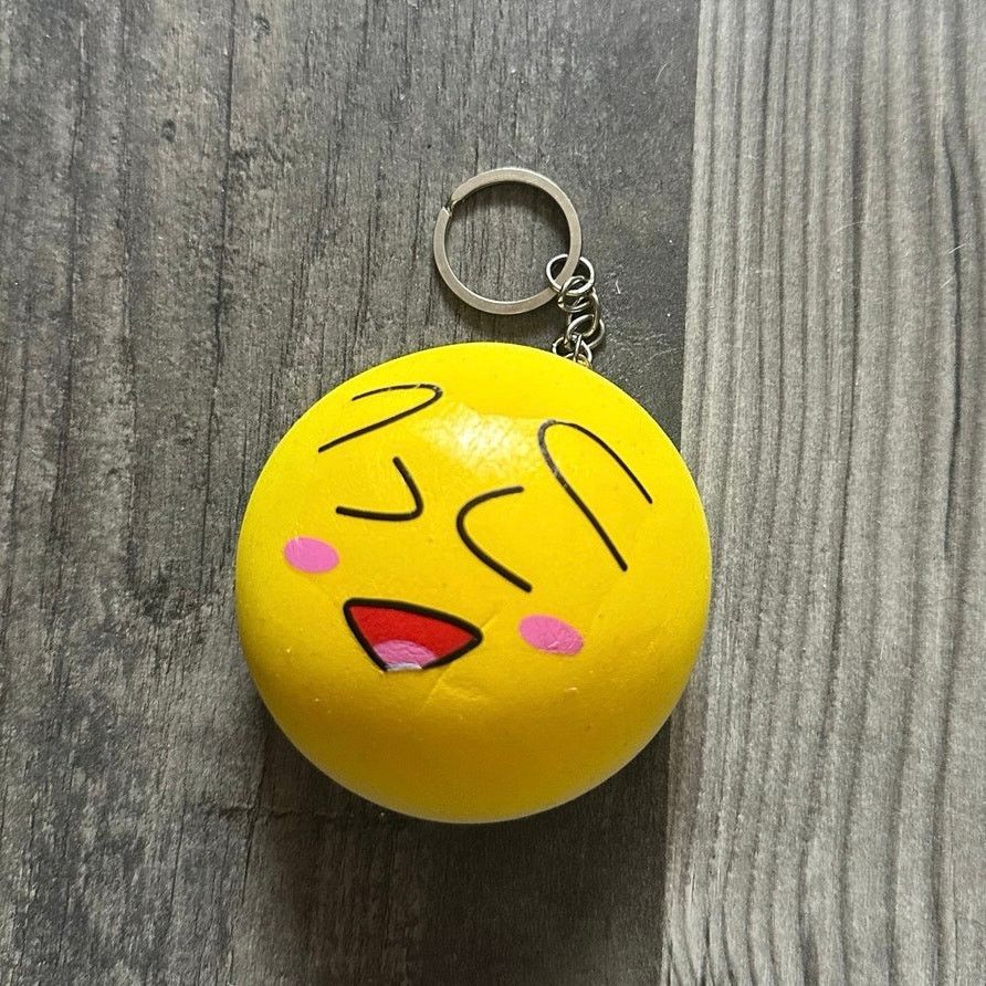 Other yellow silly face squishy keychain Size ONE SIZE - 1 Thumbnail