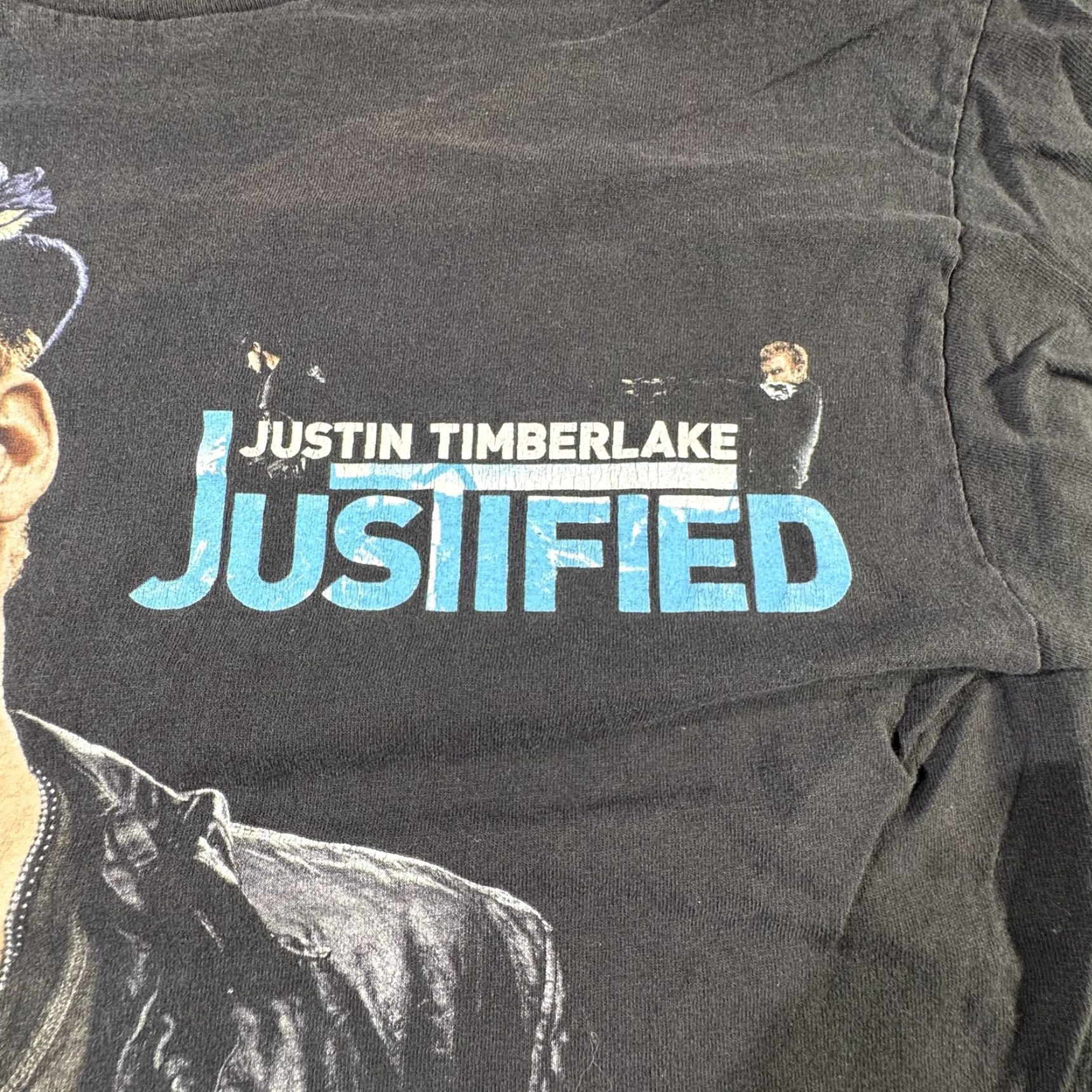 Vintage VINTAGE Justin Timberlake T-Shirt Men Medium Black 2003 Justified Tour Concert Tee 2000s Music Pop Graphic Print Size US M / EU 48-50 / 2 - 3 Thumbnail