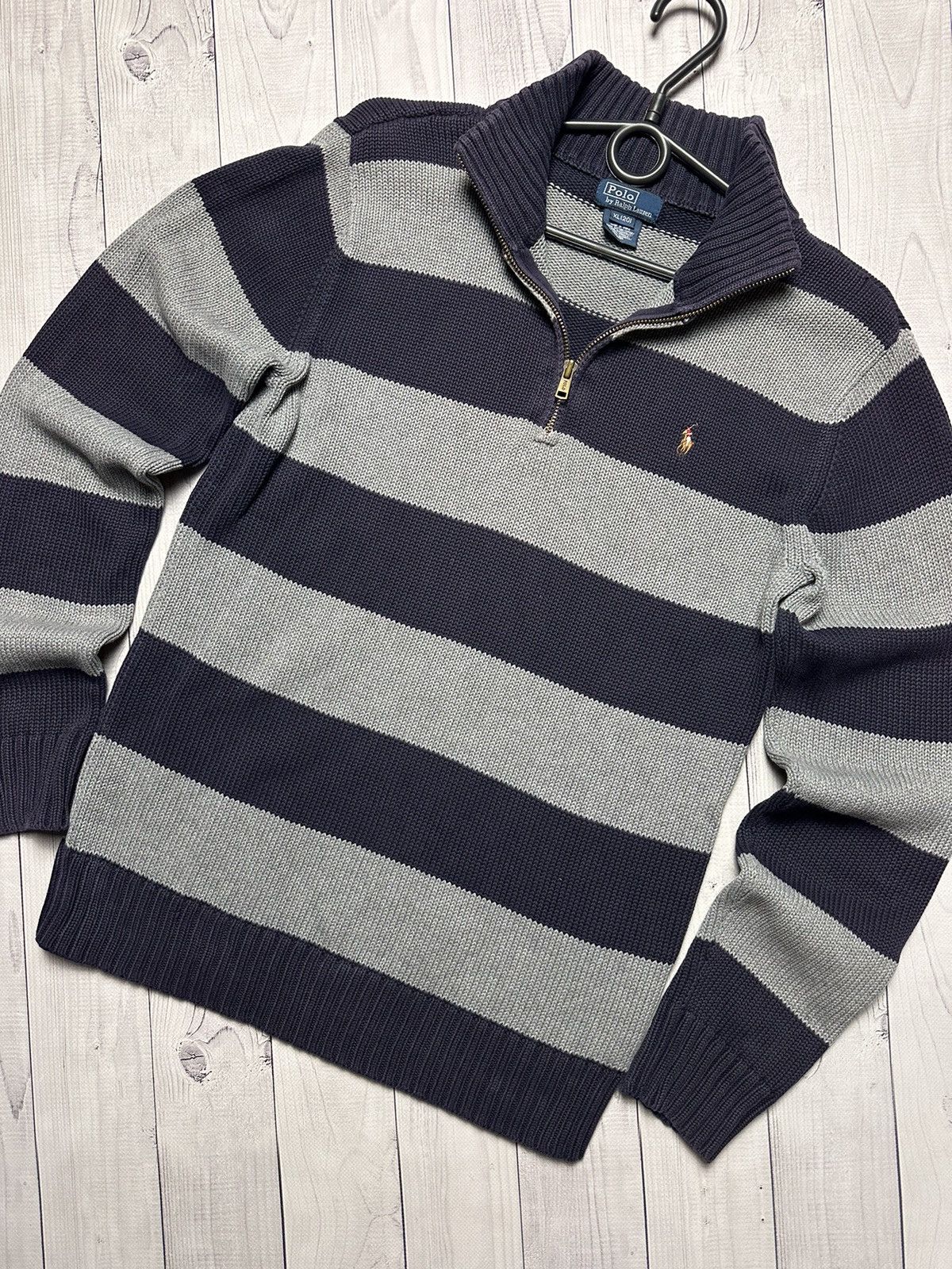 Polo Ralph Lauren × Vintage Vintage sweater polo Ralph Lauren zip 1/4 striped size Xs/S Size US S / EU 44-46 / 1 - 2 Thumbnail