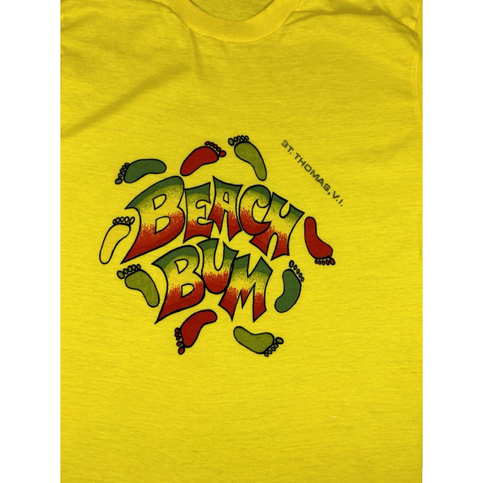 Vintage VINTAGE Beach Bums T-Shirt XL Men Yellow 70s Beach Graphic Print Short Sleeve Cotton Size US XL / EU 56 / 4 - 2 Thumbnail