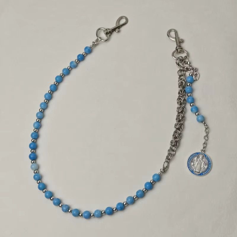 Jewelry Concise Blue Pine Stone Combination Titanium Waist Chain Size ONE SIZE - 3 Thumbnail