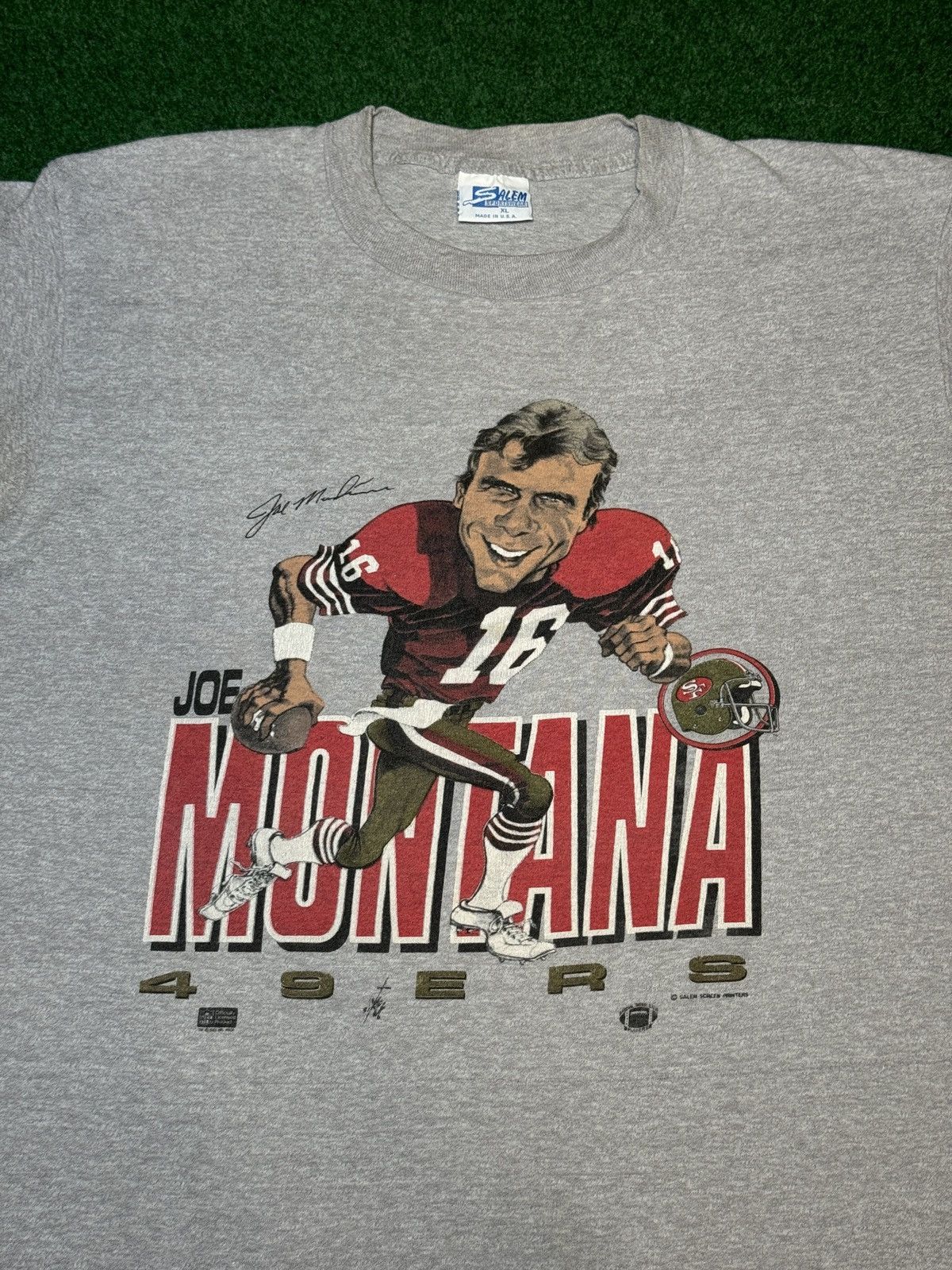 Salem Sportswear × Vintage Vintage 80s Joe Montana Salem Caricature 49ers T Shirt Size US XL / EU 56 / 4 - 2 Thumbnail