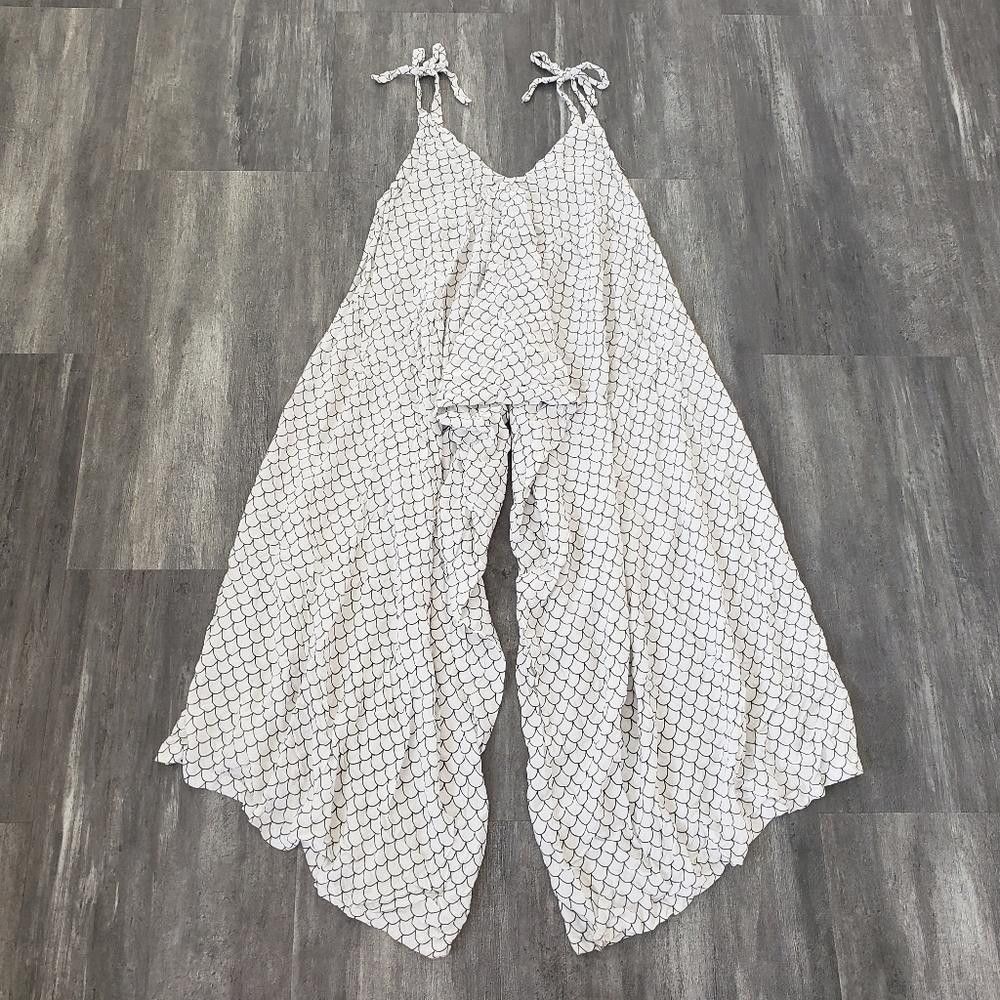 Designer White Black Detailed Reversible Wide Leg Jumpsuit Size 30" / US 8 / IT 44 - 1 Thumbnail