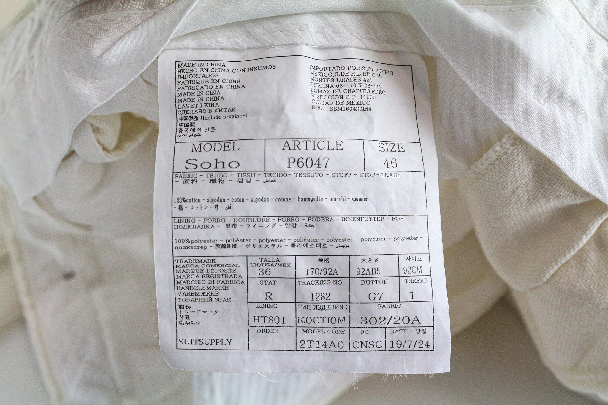 Suitsupply HAVANA UK38R Off-White Slim Cotton 2 Piece Suit 73524 Size 38R - 9 Thumbnail