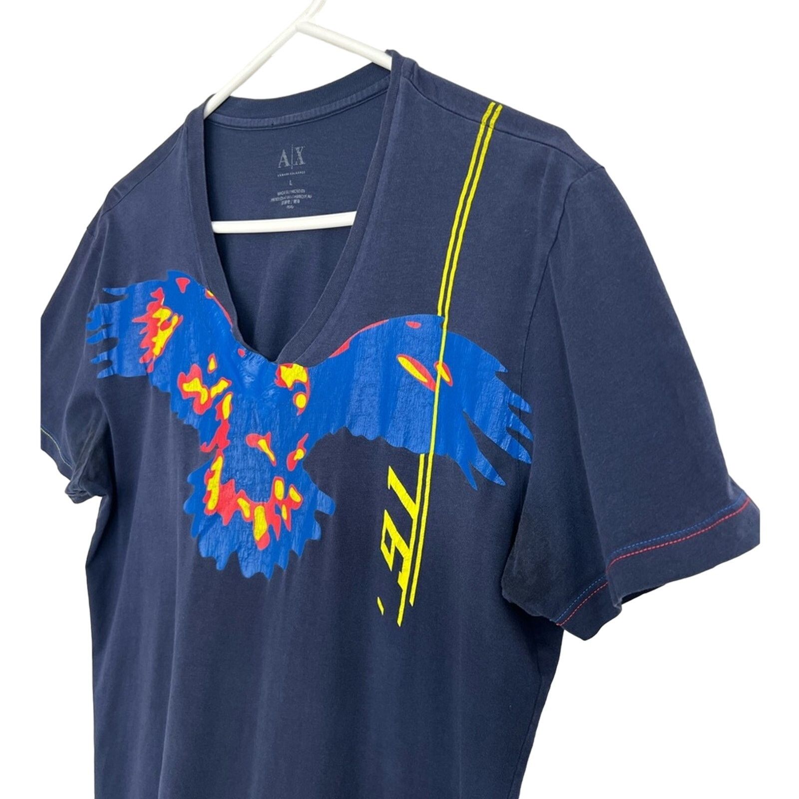 Armani Exchange Armani Exchange A|X V Neck Shirt Navy Yellow All Over Print Size US L / EU 52-54 / 3 - 3 Thumbnail