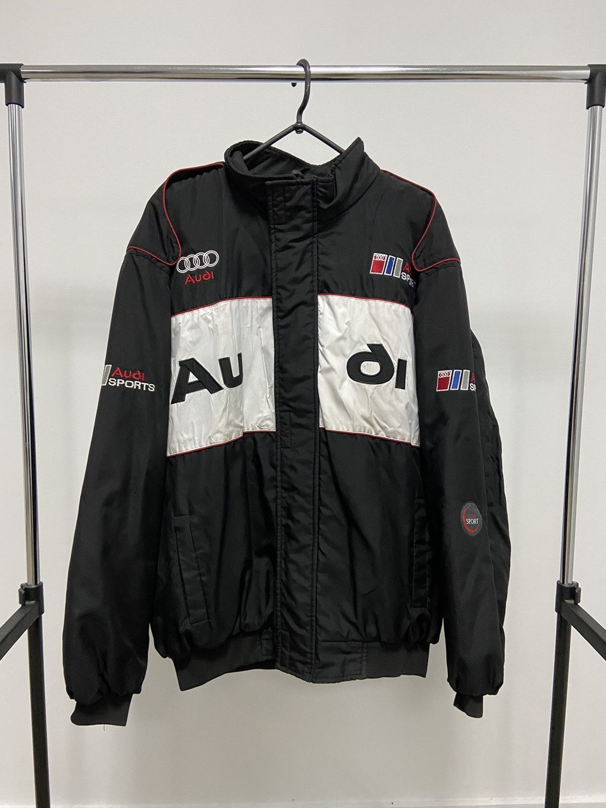 Pre-owned Audi X Racing Audi Sport Racing Vintage Jacket Big Logo In Black/white