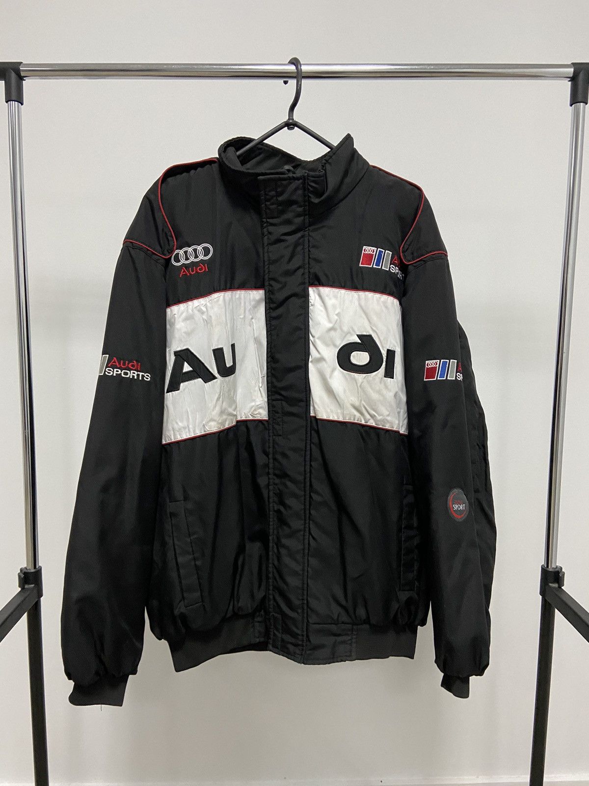 image of Audi Sport Racing Vintage Jacket Big Logo in Black/White, Men's (Size 2XL)