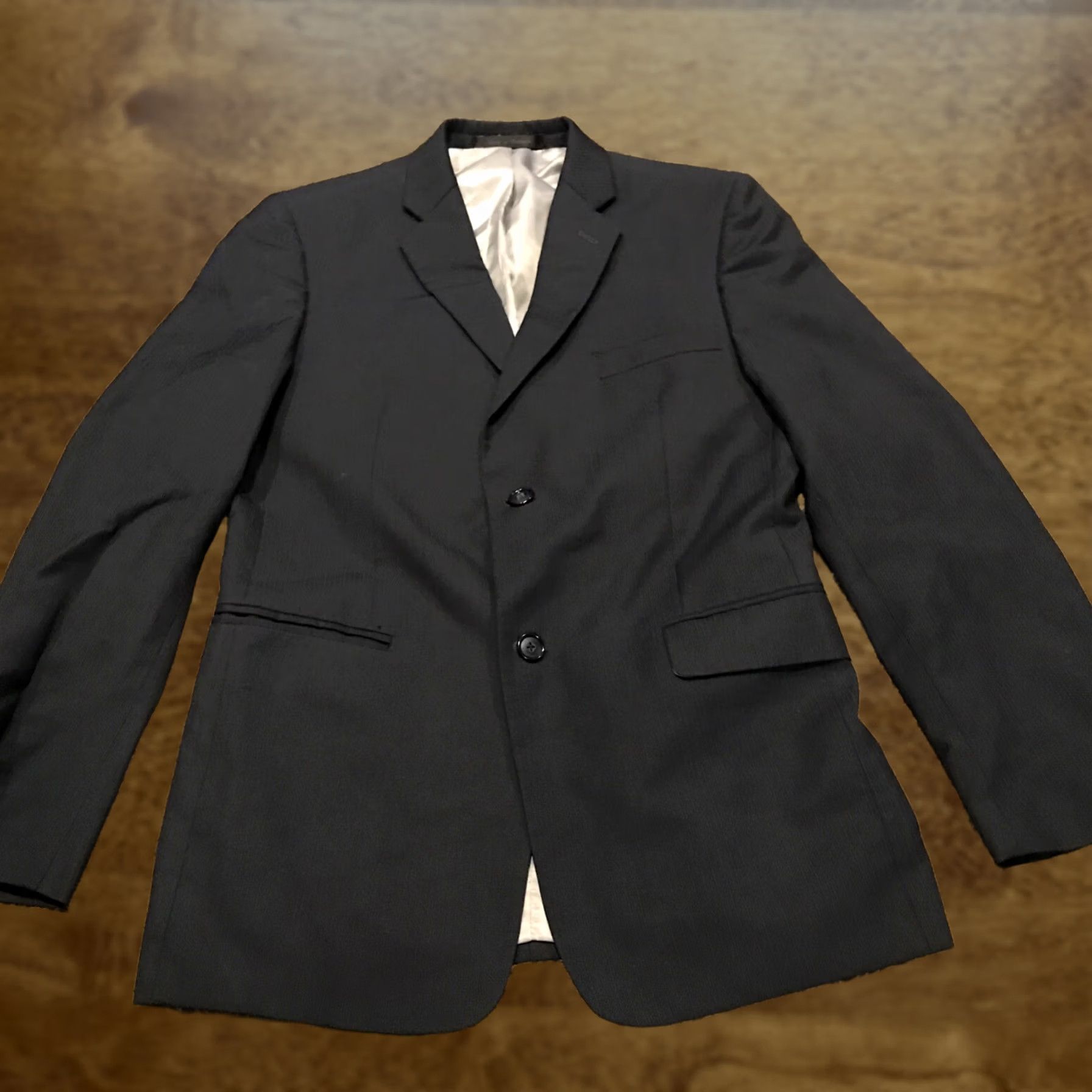 Michael Kors Michael Kors Blazer Men 18 Regular 2 Button Black Polyester Blend Long Jacket Coat Blazer Notch Lapel Size 48R - 1 Thumbnail