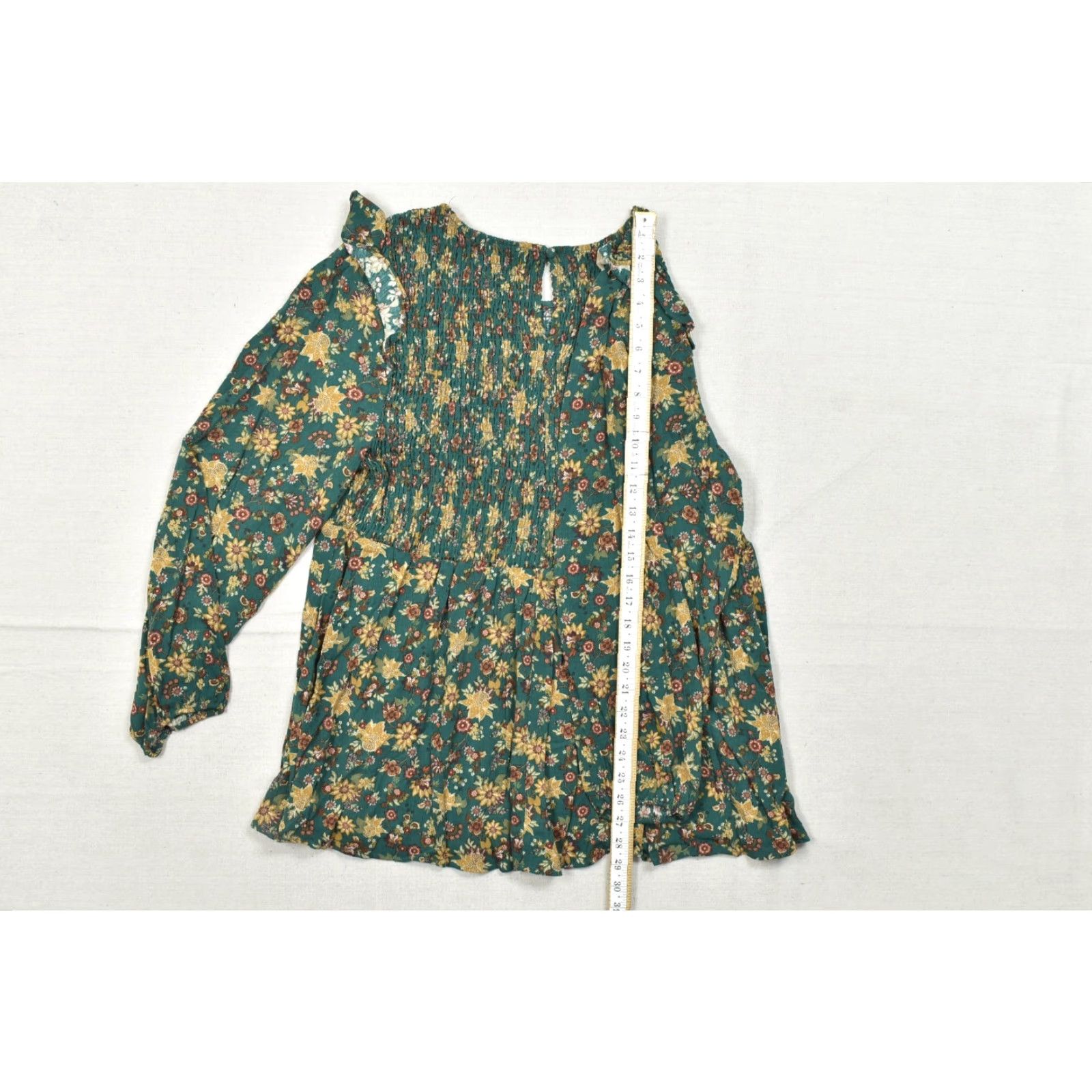 Torrid Torrid Blouse Shirt Green Floral Smocked Peplum Puff Sleeve Ruffle Long Sleeve 100% Cotton Plus Size 2 Womens Casual Top Size XS / US 0-2 / IT 36-38 - 5 Thumbnail