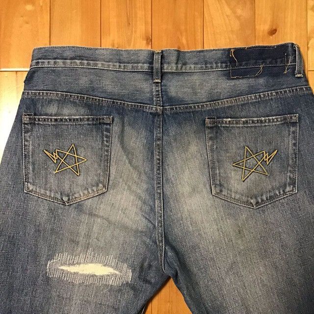 Bape × Nigo BAPE STA LOGO DAMAGED Denim Pants APE star ★size XL Size US 36 / EU 52 - 4 Thumbnail