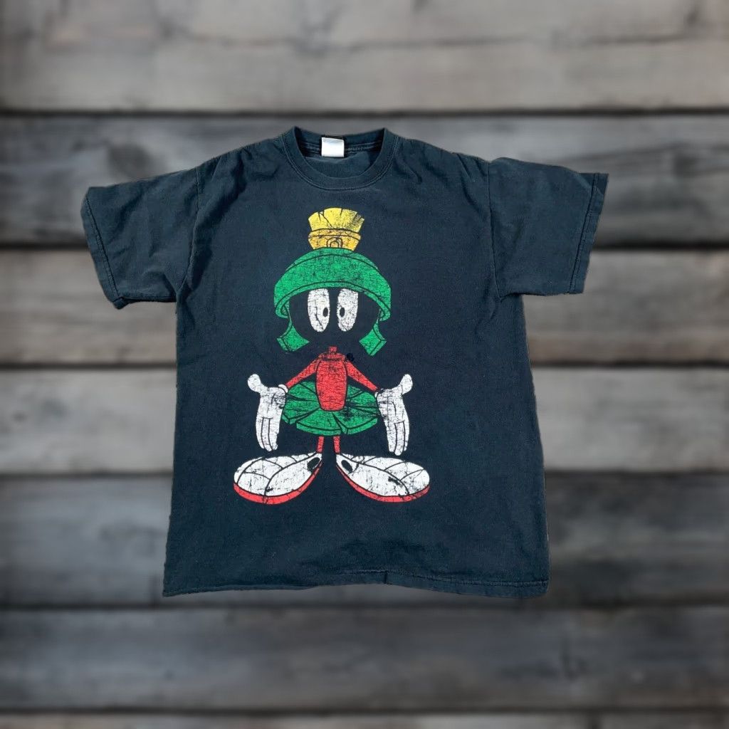 Vintage VINTAGE Looney Tunes Marvin Martian Graphic Tee T-Shirt Adult Medium Black 90s Cartoon Mens Size US M / EU 48-50 / 2 - 1 Thumbnail