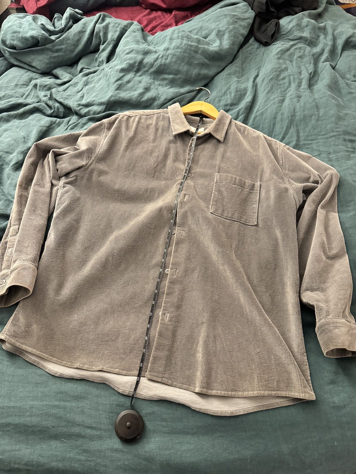 BP. Men's Charcoal Corduroy Button-Down Shirt | Large L | Os fit Size US L / EU 52-54 / 3 - 5 Thumbnail