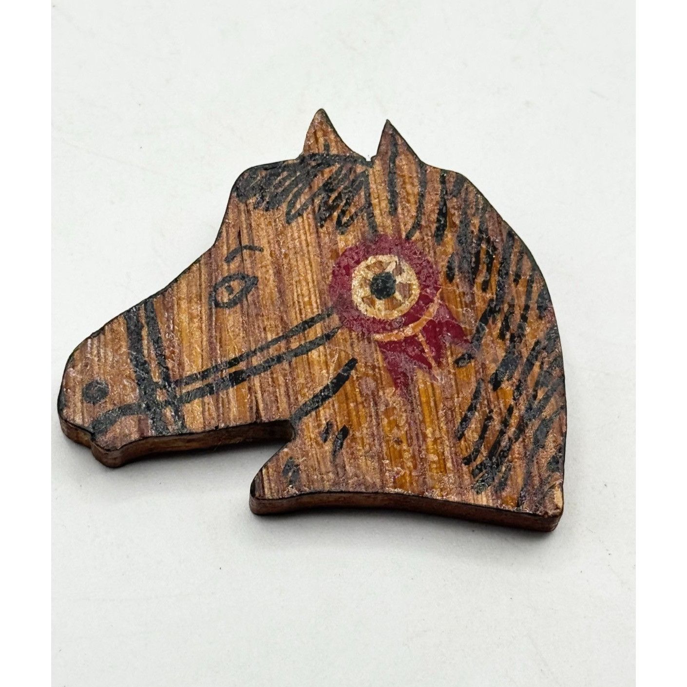 Vintage Vintage wood wooden horse head brooch pin Size ONE SIZE - 1 Thumbnail