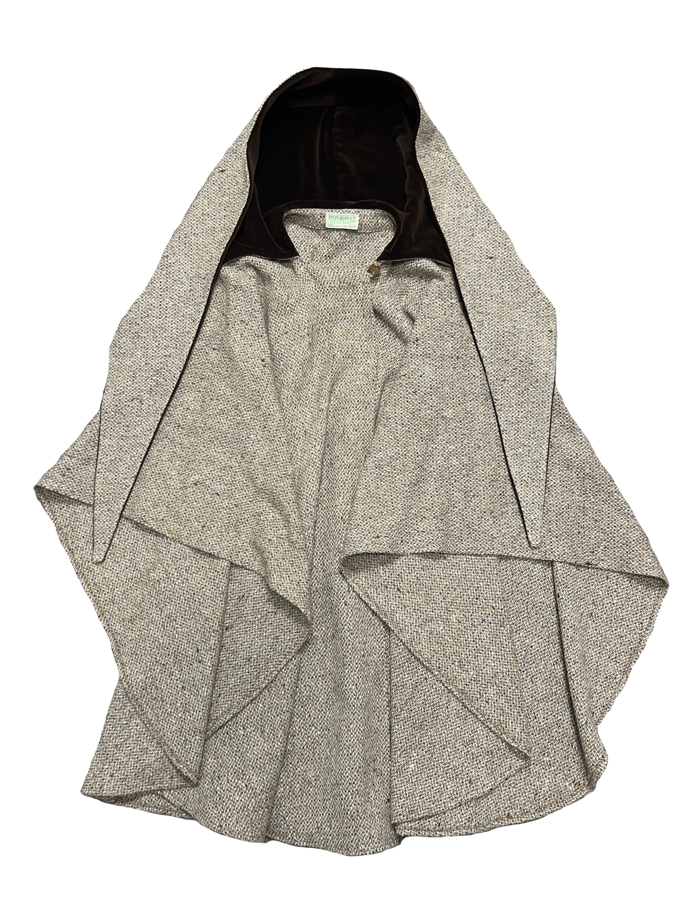 Vintage Jimmy Hourihan Ireland Wool Tweed Velvet Cape Coat Jacket Size ONE SIZE - 1 Thumbnail