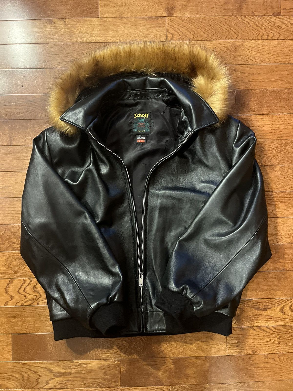 ジャケット・アウター Supreme Schott Hooded Leather Bomber L Supreme Schott Hooded Leather Bomber Jacket Black Men's - SS24 - US
