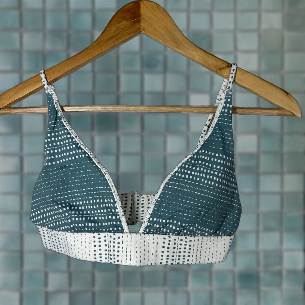Dolce Vita Dolce Vita Womens Teal White Geometric Dot Triangle Bikini Top Swimwear Top S Blue Geometric 2 Piece Womens Size S / US 4 / IT 40 - 1 Thumbnail