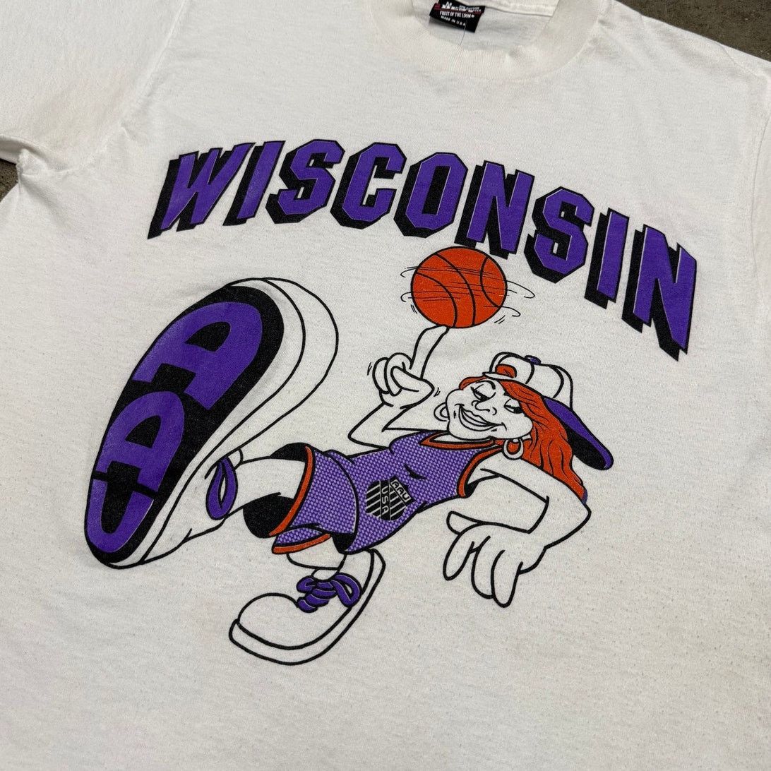 Vintage 1990's Vintage Wisconsin AAU Basketball Graphic T-Shirt Size US M / EU 48-50 / 2 - 2 Thumbnail