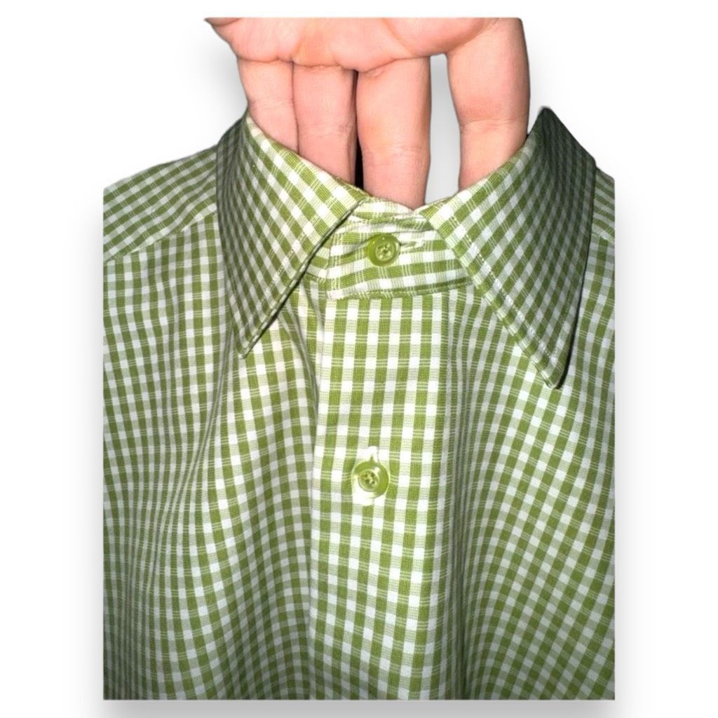 David Donahue David Donahue Green Check Trim Fit Dress Shirt Size L 16.5 3 Size US L / EU 52-54 / 3 - 4 Thumbnail