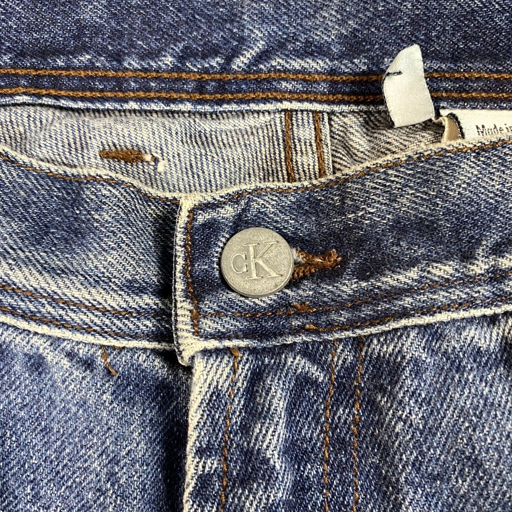 Calvin Klein VINTAGE CALVIN KLEIN JEANS 40x34 TAPERED DISTRESSED MEDIUM WASH USA MADE MEN'S Size US 40 / EU 56 - 5 Thumbnail
