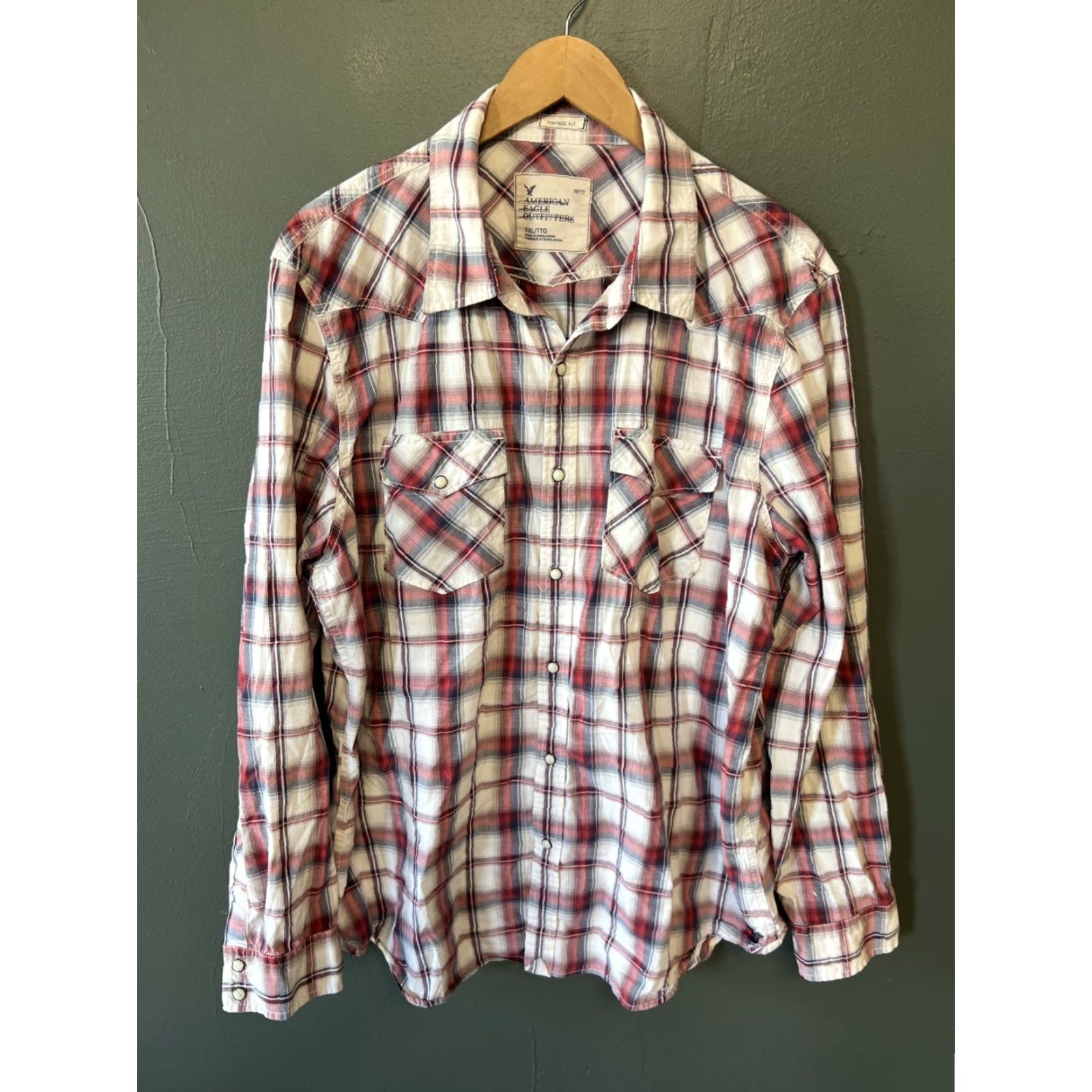American Eagle Outfitters VINTAGE American Eagle Outfitters Western Pearl Snap Shirt Mens 2XL Long Sleeve Red Plaid Button-Up Size US XXL / EU 58 / 5 - 2 Thumbnail