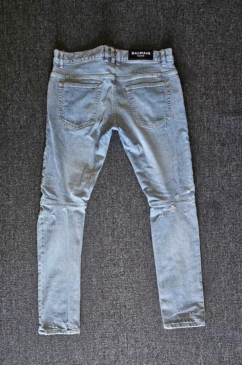 Balmain Balmain Men's Distressed Biker Jeans Size US 31 - 6 Thumbnail