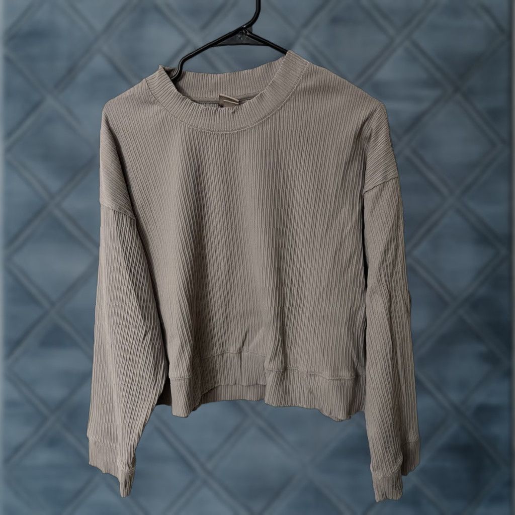 H&M VINTAGE H&M Pullover Sweater Beige Long Sleeve Crew Neck Medium Womens Heathered Cotton Blend Size M / US 6-8 / IT 42-44 - 1 Thumbnail