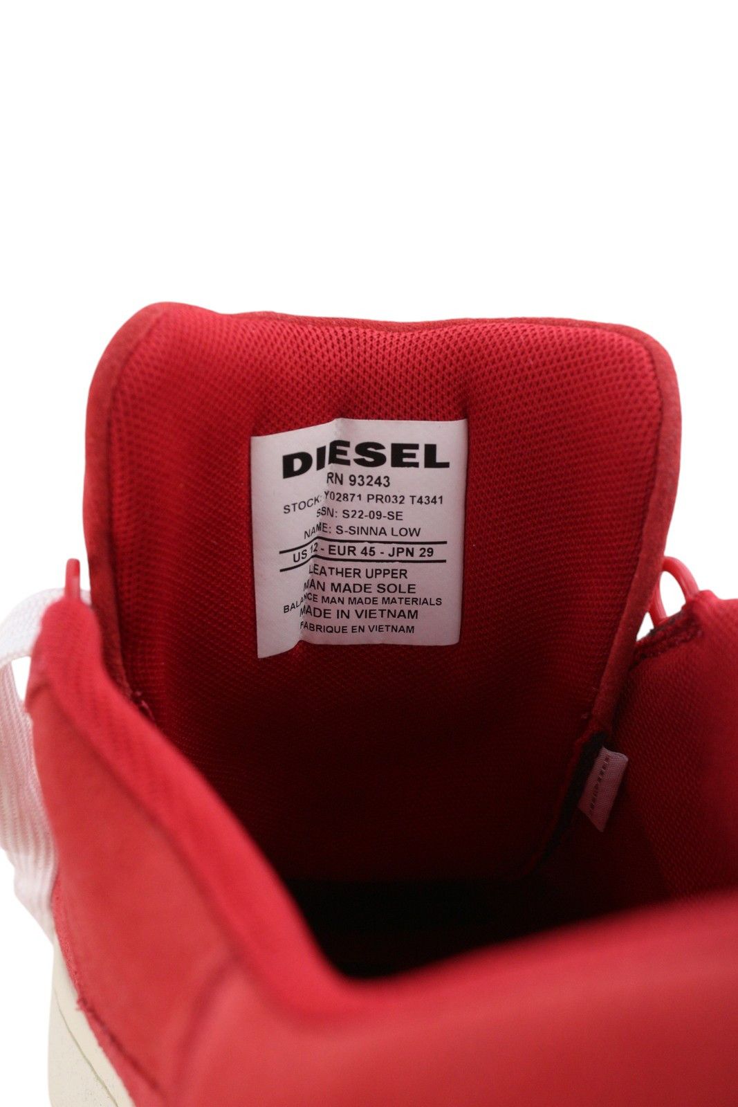 Diesel S-Sinna Low Men Sneakers EU45 Red Leather low Top Lace 41108 Size US 12 / EU 45 - 11 Thumbnail